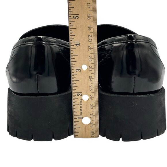 GUESS Womens 8.5 M Hillford Chunky Black Patent Leather Platform Loafer Lug Sole - Picture 9 of 16